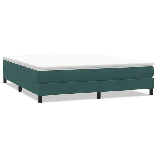 vidaXL Cama com molas sem colch&atilde;o 180x220 cm veludo verde-escuro