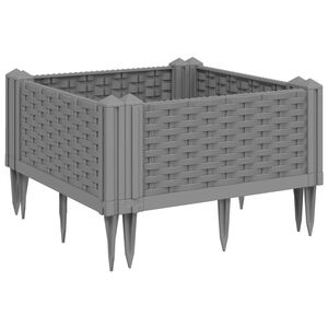 vidaXL Vaso/floreira jardim c/ estacas 42,5x42,5x28,5cm PP cinza-claro