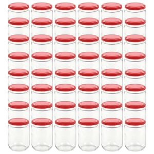 vidaXL Frascos de vidro com tampas vermelhas 48 pcs 230 ml