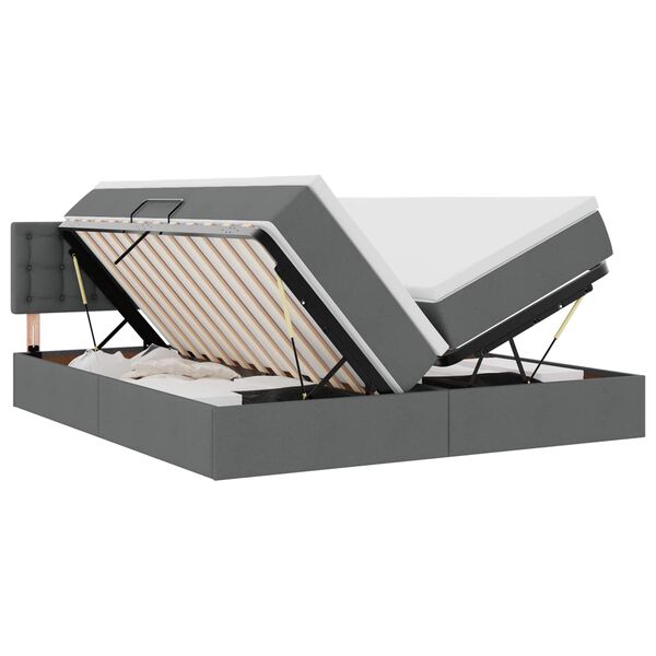 vidaXL Cama com luzes de tira LED Cinza Escuro 180 x 200 cm tecido