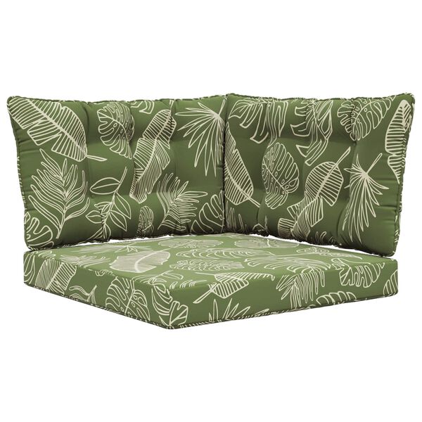 vidaXL Almofada para Sof&aacute; Externo 3 pcs Design de Folha Poli&eacute;ster
