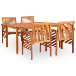 vidaXL 5 pcs conjunto de jantar exterior c/ almofad&otilde;es ac&aacute;cia maci&ccedil;a