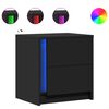 vidaXL Mesas de cabeceira c/ luzes LED 2 pcs derivados madeira preto