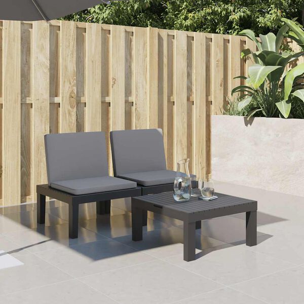 vidaXL Espregui&ccedil;adeira com almofad&otilde;es PP antracite