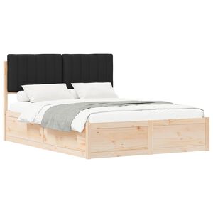 vidaXL Estrutura de Cama com Cabeceira Estofada Preto 140 x 190 cm