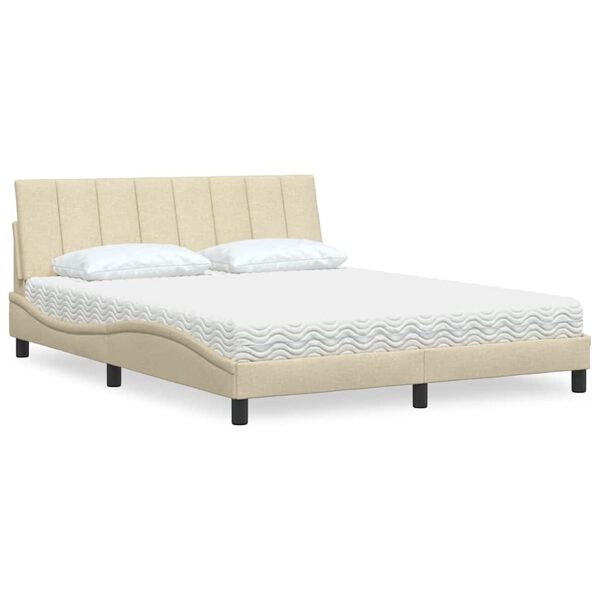vidaXL Cama com colch&atilde;o Hanko 160x200 cm tecido cor creme
