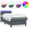 vidaXL Cama box spring c/ colch&atilde;o e LED 100x220 cm veludo cinzento-escuro