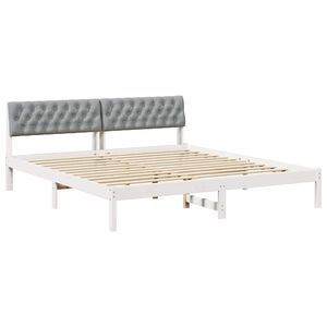 vidaXL Estrutura da cama Branco e cinza claro 180 x 200 cm