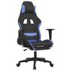 vidaxL Cadeira de gaming com apoio para os p&eacute;s tecido preto e azul
