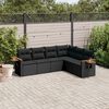 vidaXL 6 pcs conjunto sof&aacute;s de jardim c/ almofad&otilde;es vime PE preto
