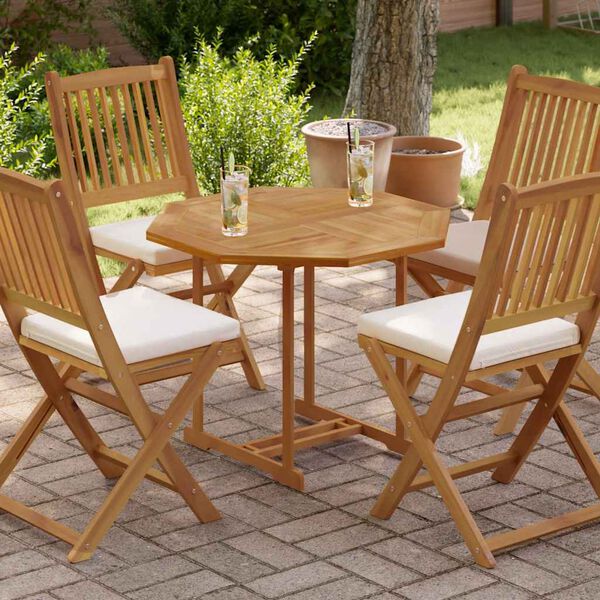 vidaXL Tampo de mesa octogonal 80x80x2,5 cm madeira de teca maci&ccedil;a