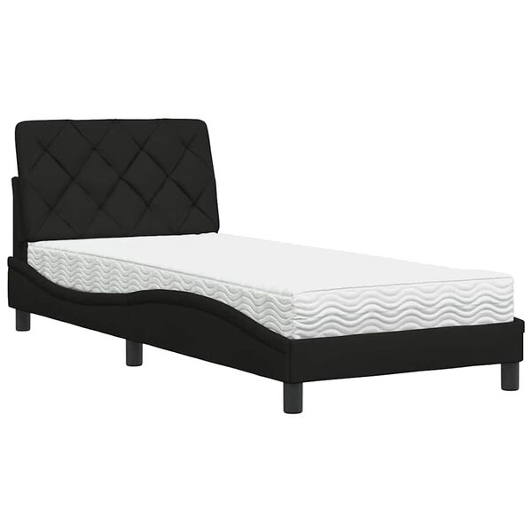 vidaXL Cama com colch&atilde;o 90x200 cm tecido preto