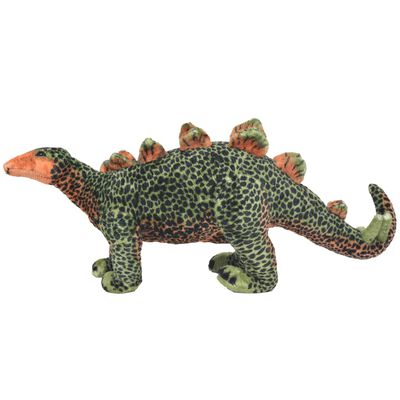 vidaXL Brinquedo de montar estegossauro peluche verde e laranja XXL