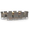 vidaXL 11 pcs conjunto de jantar para jardim com almofad&otilde;es cinzento
