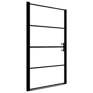 vidaXL Porta de chuveiro vidro fosco temperado 91x195 cm preto