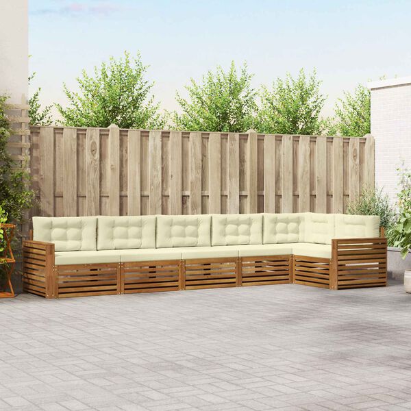 vidaXL Conjunto de Sof&aacute;s para Exterior 6 pcs Natural e Creme