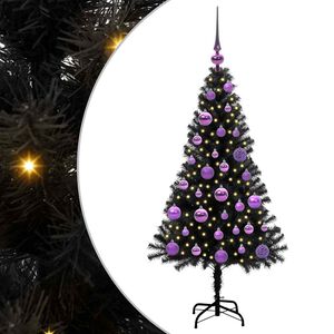 vidaXL &Aacute;rvore de Natal com 150 LEDs com suporte Preto 120 cm PVC