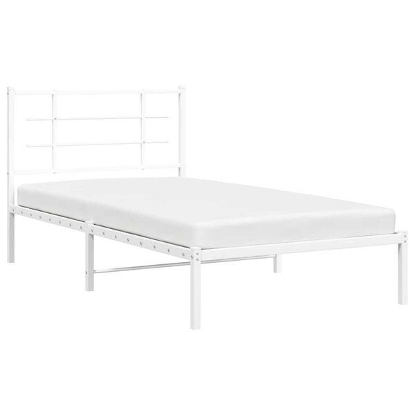 vidaXL Estrutura de cama com cabeceira 100x190 cm metal branco