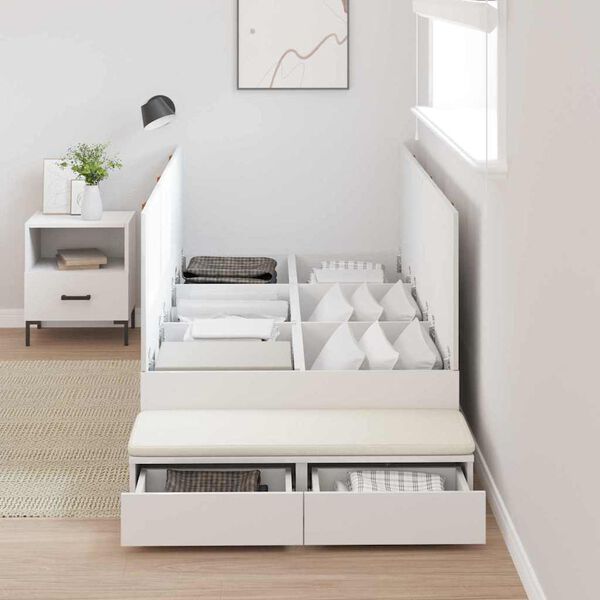 vidaXL Estrado de cama com arruma&ccedil;&atilde;o Branco 75 cm Madeira processada