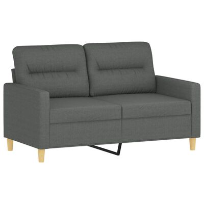 vidaXL 3 pcs conjunto de sofás com almofadões tecido cinzento-escuro