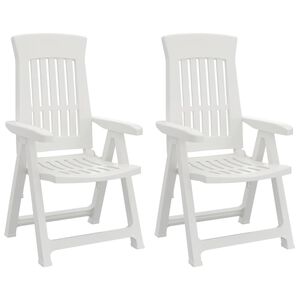 vidaXL Cadeiras de jardim reclin&aacute;veis 2 pcs PP branco