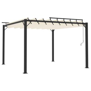 vidaXL Gazebo com telhado de persiana 3x3 m tecido creme e alum&iacute;nio
