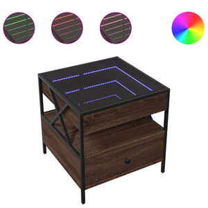 vidaXL Mesa de centro luzes LED Infinity 50x50x51 cm carvalho castanho