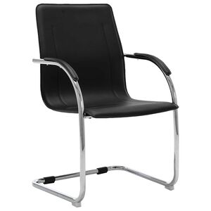 vidaXL Cadeira de escrit&oacute;rio cantilever em couro artificial preto