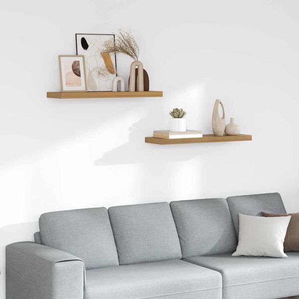 vidaXL Prateleira de Parede 2 pcs Castanho 80 x 23,5 x 4 cm