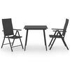 vidaXL 3 pcs conjunto de jantar para jardim preto