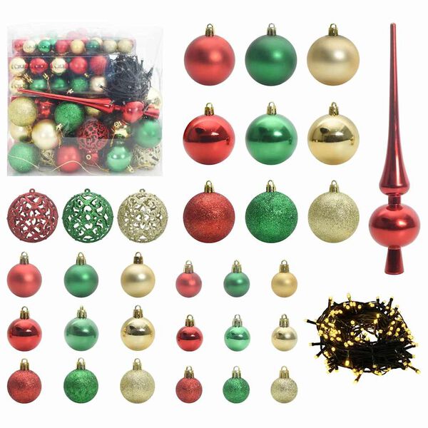 vidaXL Conjunto de Bolas de Natal 120 pcs Multicolor Pl&aacute;stico