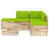 vidaXL 6 pcs conj. lounge jardim c/ almofad&otilde;es madeira impreg. verde