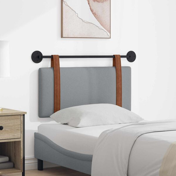 vidaXL Cabeceira Suspensa Liso Cinzento-claro 90 x 55 x 5 cm PU Antigo