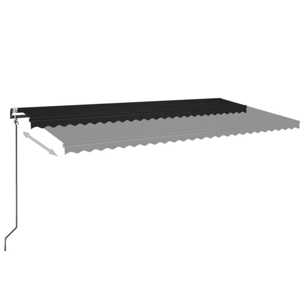 vidaXL Toldo autom&aacute;tico com LED e sensor de vento 600x350 cm antracite