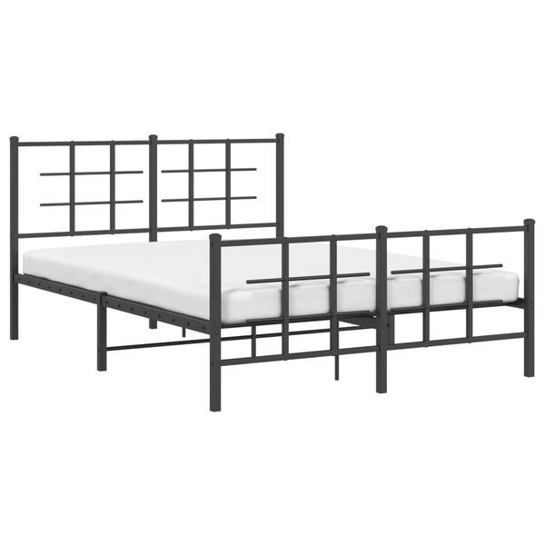 vidaXL Estrutura de cama com cabeceira e p&eacute;s 140x190 cm metal preto