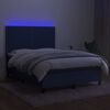 vidaXL Cama box spring c/ colch&atilde;o e LED 140x200 cm tecido azul