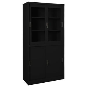 vidaXL Arm&aacute;rio de escrit&oacute;rio c/ porta deslizante 90x40x180cm a&ccedil;o preto