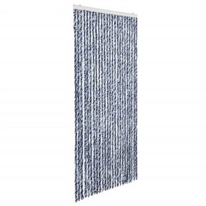 vidaXL Cortina anti-insetos 100x220 cm chenille azul, branco, prateado