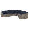 vidaXL Conjunto de sof&aacute; de jardim com 10 pe&ccedil;as e almofadas em rattan sint&eacute;tico cinza