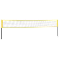vidaXL Rede de badminton 600x155 cm tecido PE amarelo e preto
