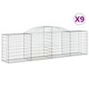 vidaXL Cestos gabi&atilde;o arqueados 9 pcs 300x50x80/100cm ferro galvanizado