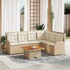 vidaXL 5 pcs conjunto lounge p/ jardim com almofad&otilde;es vime PE bege