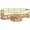 vidaXL Conjunto de Sof&aacute;s para Exterior 5 pcs Branco e Creme Poli&eacute;ster