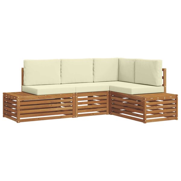 vidaXL Conjunto de Sof&aacute;s para Exterior 4 Pe&ccedil;a Natural e Creme