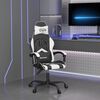 vidaXL Cadeira gaming couro artificial preto e branco