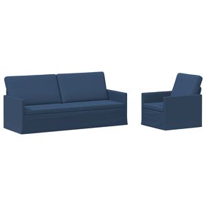 vidaXL Conjunto de Sof&aacute;s 2 pcs Azul Tecido