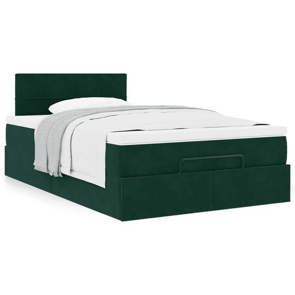 vidaXL Cama otomana com colch&atilde;o 120x190 cm veludo verde-escuro