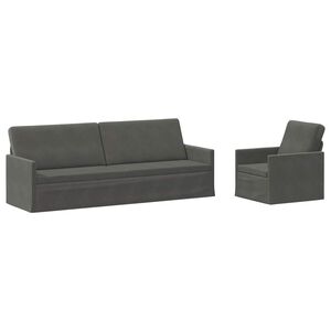 vidaXL Conjunto de Sof&aacute;s 2 pcs Cinzento-Escuro Tecido de Veludo Cotele