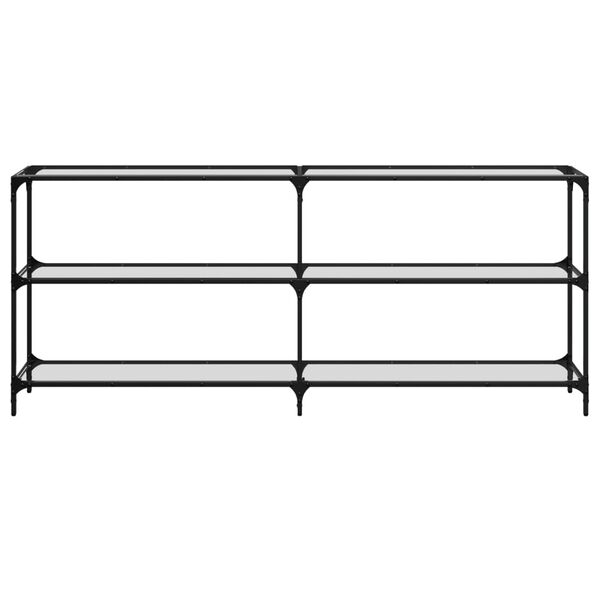 vidaXL Mesa consola com tampo em vidro transparente 194,5x30x81 cm a&ccedil;o