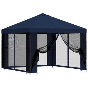 vidaXL Gazebo de Jardim com Laterais 3 x 3 m Azul Poli&eacute;ster e A&ccedil;o